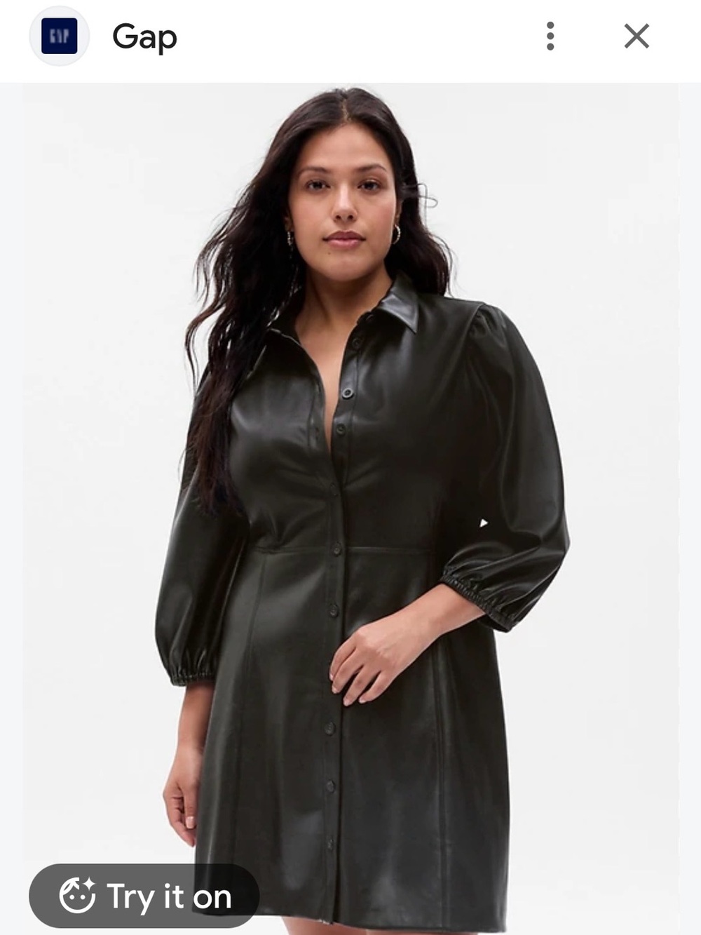 GAP Black Faux Leather Button-Down Shirt Dress NWT